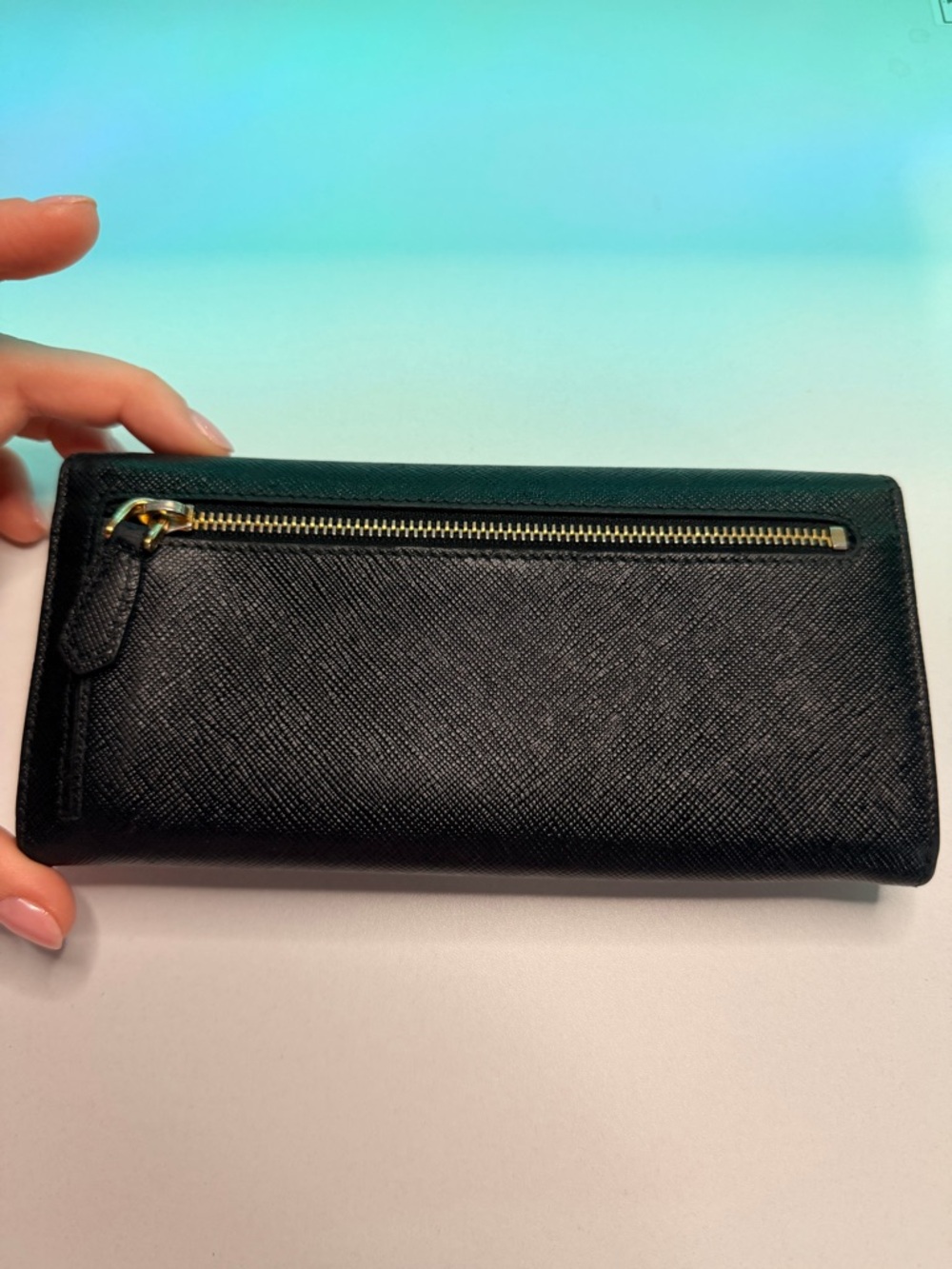 Prada Black Saffiano Leather Bow Wallet with Gold Logo - Picture 3 of 8